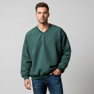Badger Sport V-Neck Microfiber Windshirt Pullover Forest Green - Men's Large